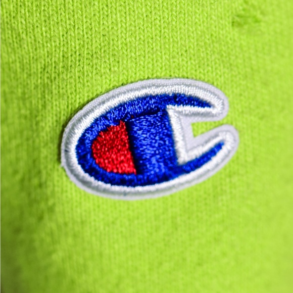 Champion Hoodie Womens 2XL Lime Green Reverse Weave Embroidered Logo Spelled Out - Picture 5 of 6